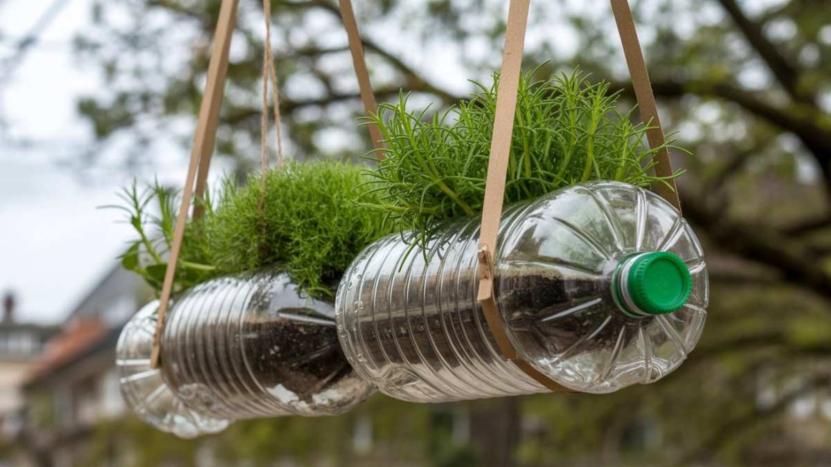 Horizontal Bottle Herb Garden