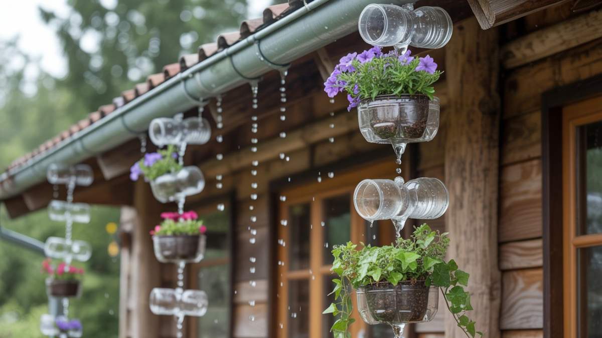 Rain Chain Bottle Planters
