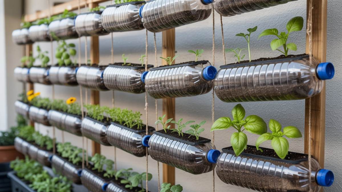 Wall-Mounted Bottle Planter System